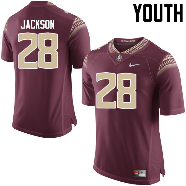 Youth #28 Malique Jackson Florida State Seminoles College Football Jerseys-Garnet - Click Image to Close